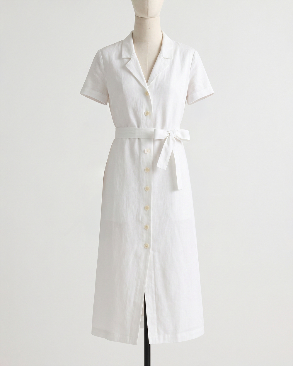 100% European Linen Button Front Dress